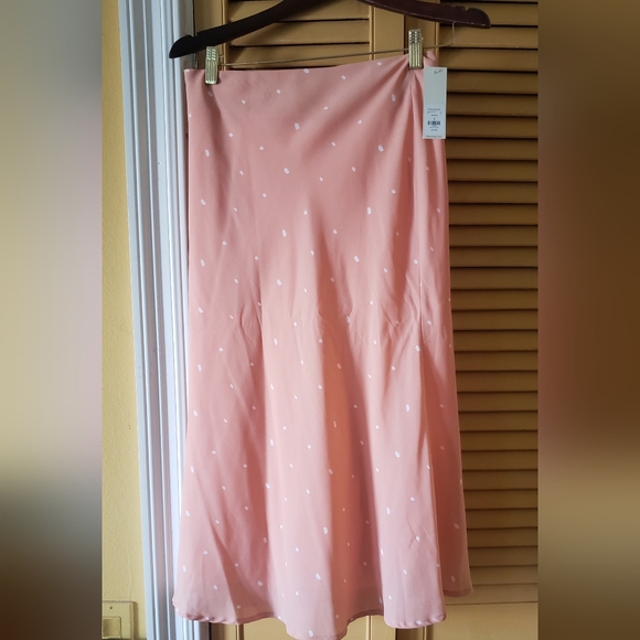 Francesca's Skirt Womens Small Maxi Skirt Long Length Pink w/ White Dots (S) - Picture 1 of 6